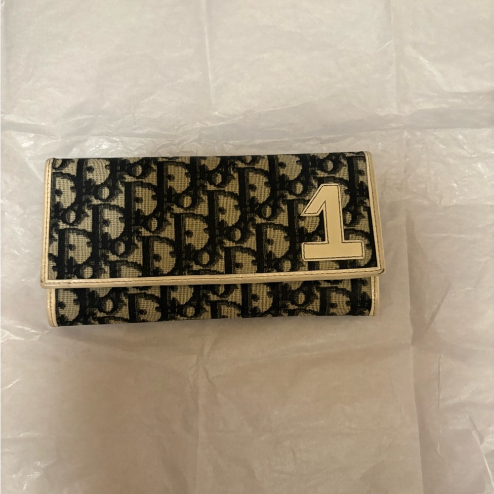Dior Monogram Black and Cream Wallet Pre- Owned